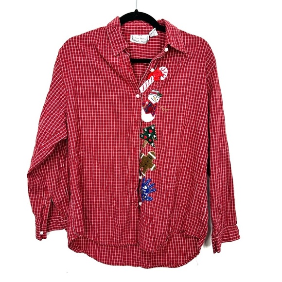 UGLY CHRISTMAS SWEATER button up flannel sweater U24 - Picture 1 of 5